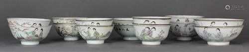 (lot of 14) Chinese famille rose bowls