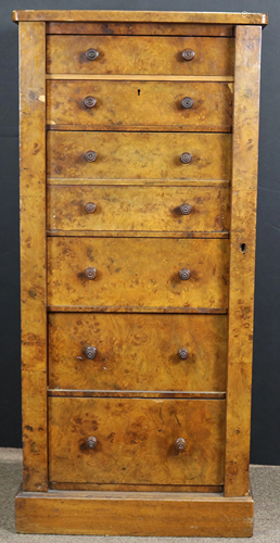 A Victorian burr-walnut secretaire Wellington chest