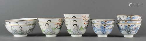 (lot of 12) Chinese famille rose bowls