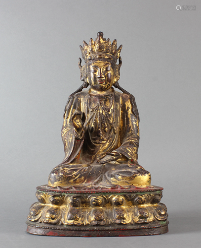 Chinese Ming dynasty gilt lacquered bronze Buddha