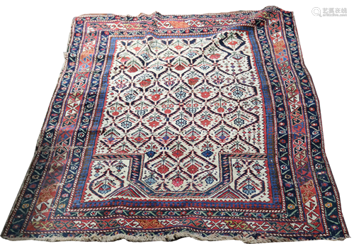 An antique Kuba prayer rug, 3'6