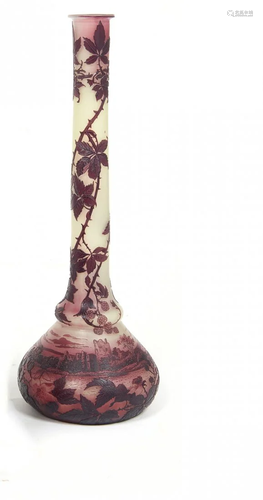 A De Vez cameo glass stick neck vase