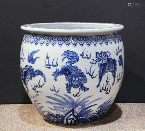 Chinese blue and white fish bowl