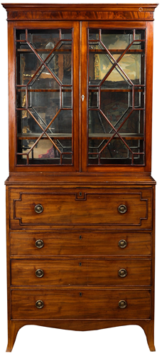 A George III step back mahogany butler's secretary