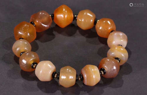 TIBETAN AGATE CARVED BRACELET