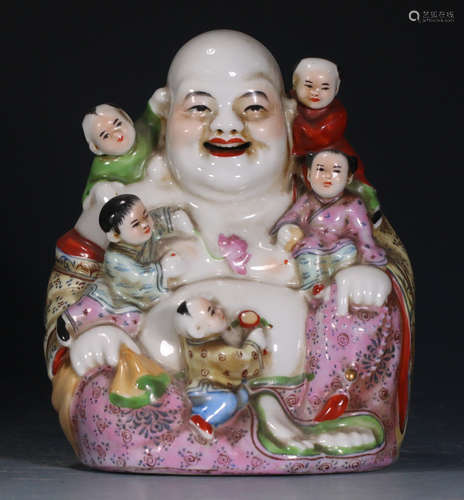 FAMILLE ROSE GLAZE MAITREYA BUDDHA