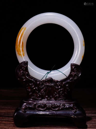 HETIAN JADE CARVED BANGLE