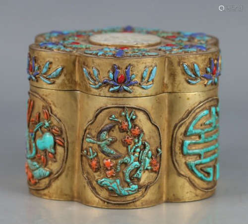 GILT BRONZE FLOWER PATTERN BOX