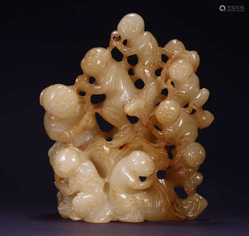 HETIAN JADE CARVED CHILD STATUE