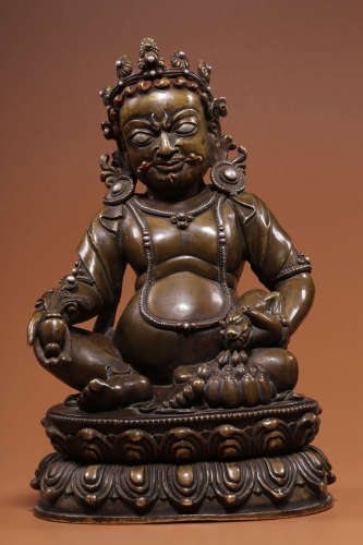 COPPER WITH SILVER CAISHEN BUDDHA