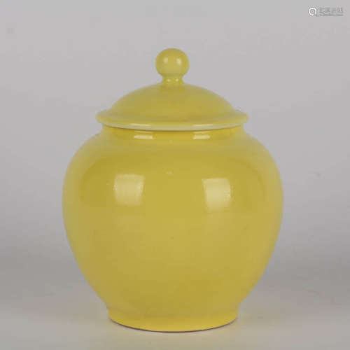 清雍正-黃釉茶葉罐