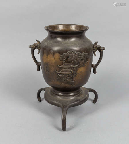 Japanese Taisho Bronze Vase