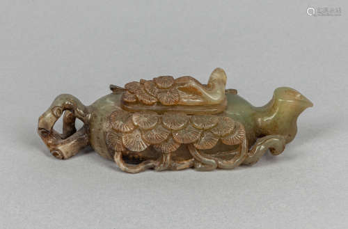 Chinese celadon jade carving teapot