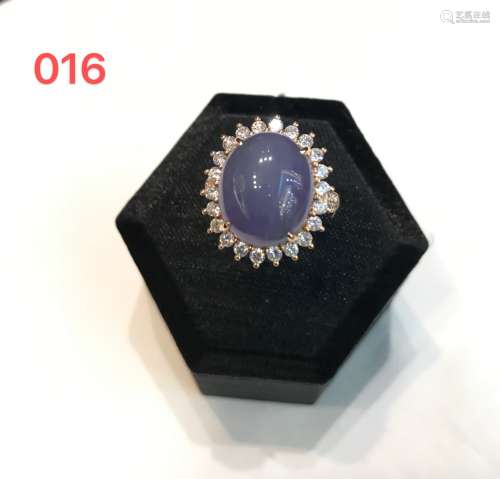 18k金紫罗兰翡翠钻石戒指