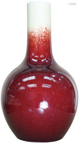 民國 祭紅釉天球瓶