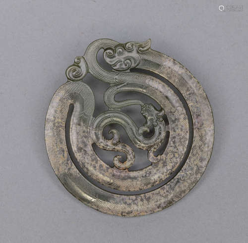 Chinese Jade Carving of Dragon Bi