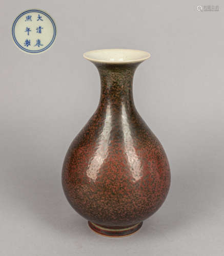 Chinese Flambe Glazed Porcelain Decorated Vase