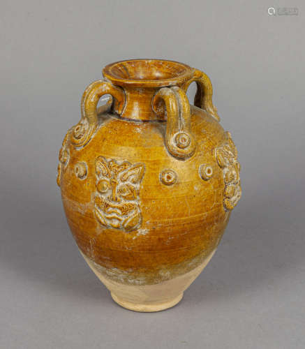 Chinese Yellow Glazed Pottery Decor Vase