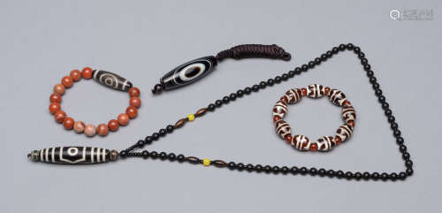 Set Chinese/Tibetan Dzi Agate Beads