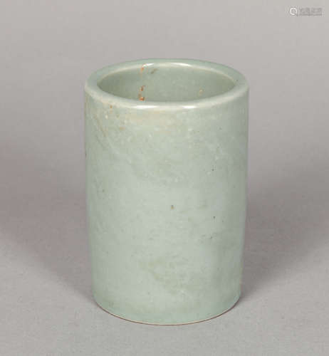 Chinese Light Blue Glazed Porcelain Brush Pot