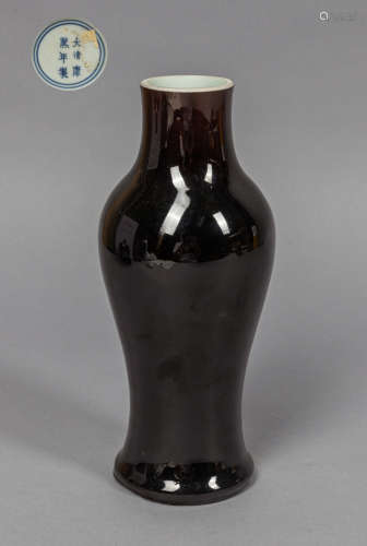 Chinese Black Glazed Porcelain Cabinet Vase