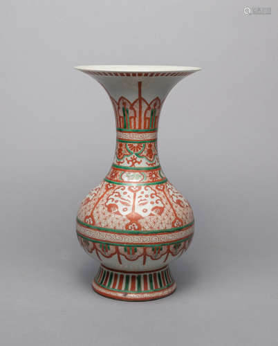 Japanese Old Green Red Porcelain Vase