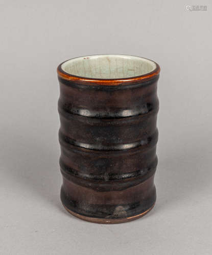 Chinese Black Glazed Porcelain Brush Pot