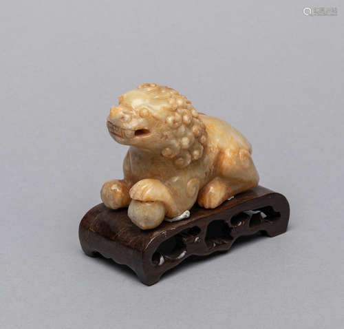 Chinese Jade Stone Carving Foo Lion