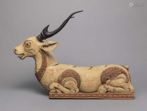 Large Antique South Asian Wood Goat