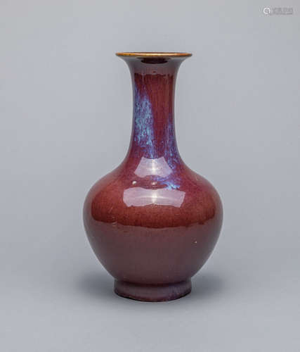 Tall Chinese Flambe Glazed Porcelain Decor Vase