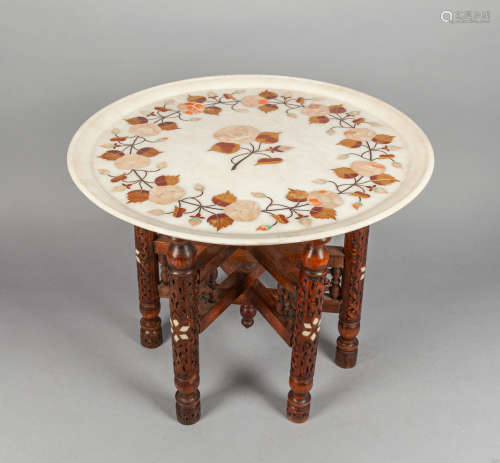 Collectible Asian Marble Central Piece Inlaid MOP