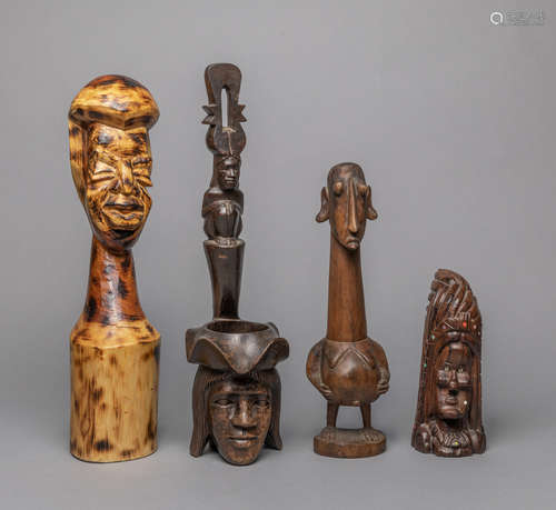 Groups African Art Wood Table Sculptures