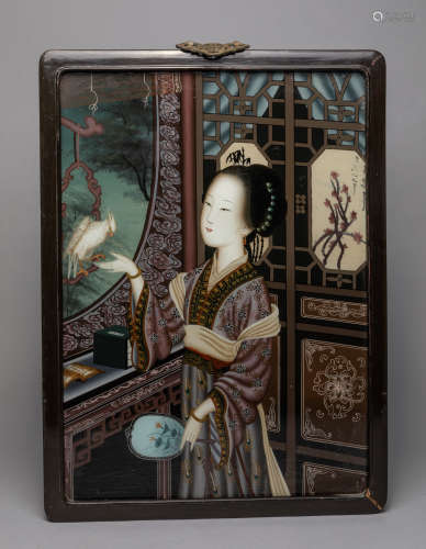 Chinese Old Reserve Painting Lady Landscape