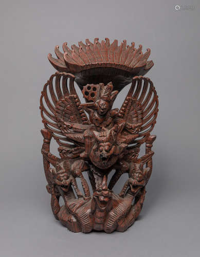 Large South Asian Thai Carved Wood Figure