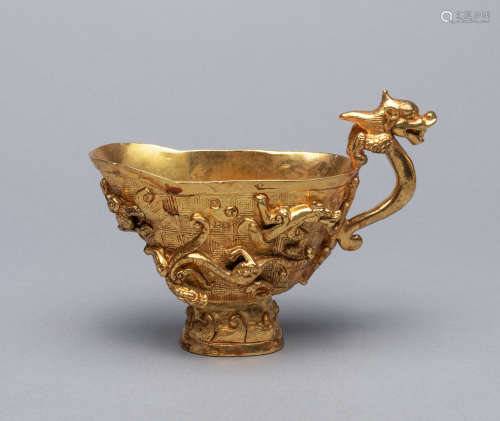 Chinese Gilt Bronze Dragon Cup