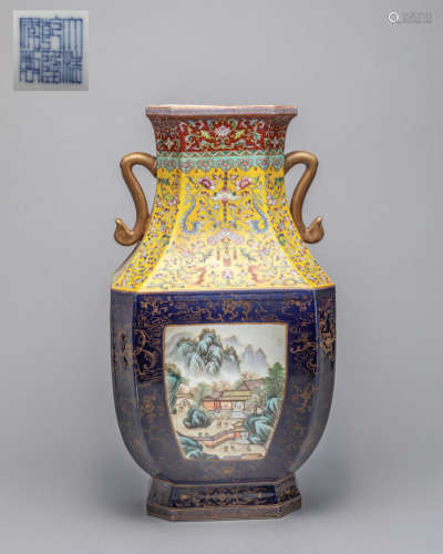 Large Chinese Enameled Porcelain Decor Vase