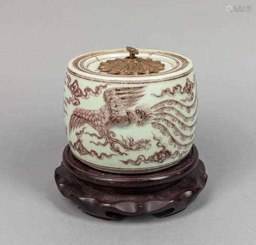 Designed Chinese Copper Red Porcelain Music Box