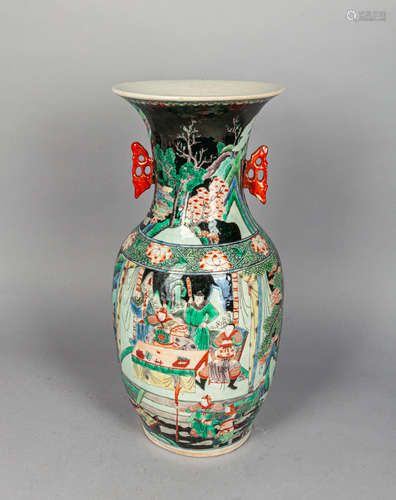 Tall Chinese Wucai Porcelain Vase