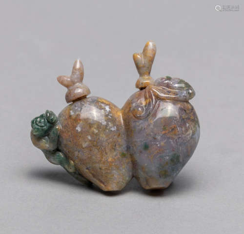 Chinese Old Export Moss Agate Snuff Bottle