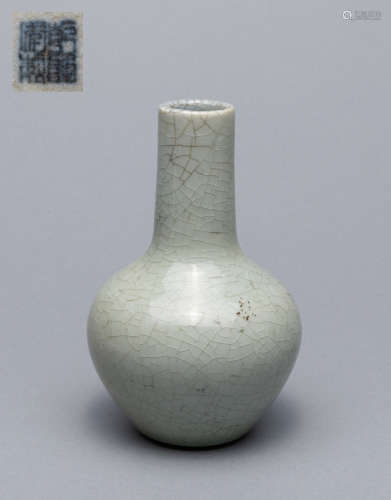 Chinese Celadon-white Glazed Porcelain Cabinet Vase