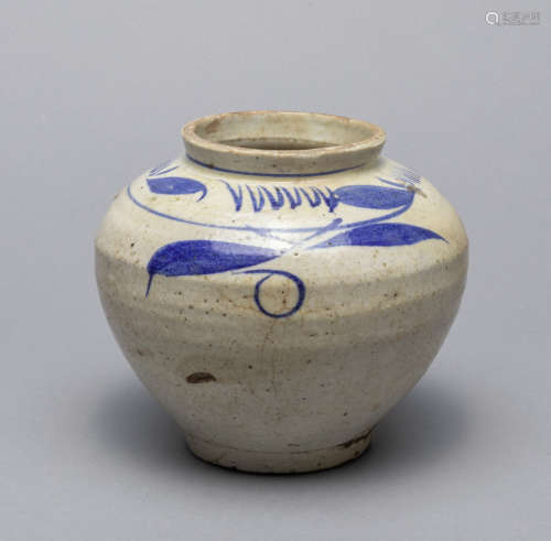 Korean Old Blue White Water Jar