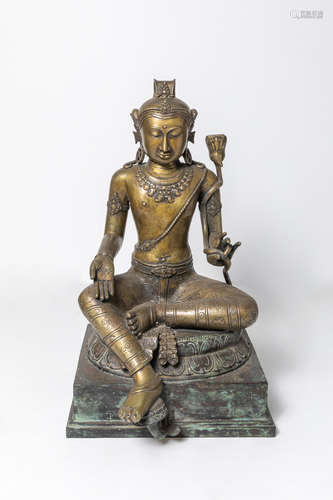 Large Indian Bronze Buddha Sculpture