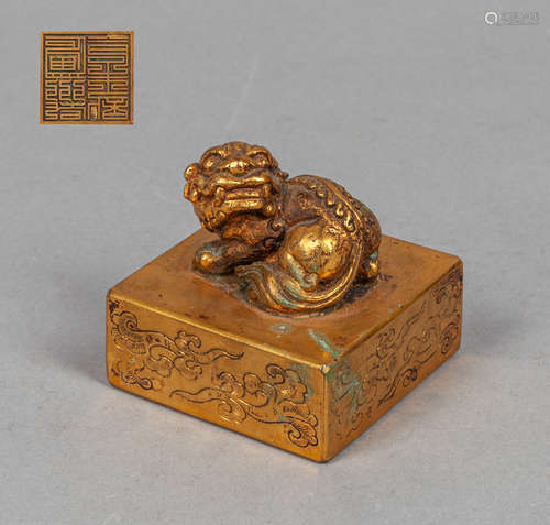 Chinese G/F Bronze Foo Lion Seal