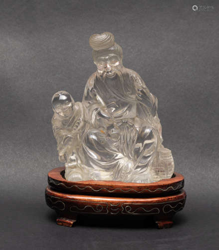 Chinese Clear Rock Crystal Table Sculpture