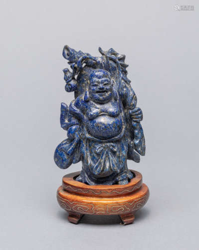 Chinese Old Lapis Buddha Table Sculpture