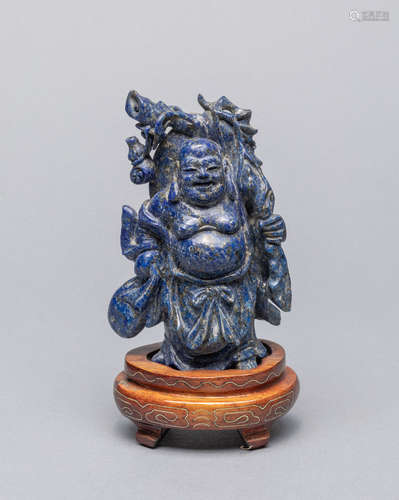 Chinese Old Lapis Buddha Table Sculpture