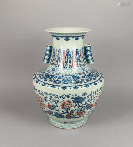 Massive Chinese Blue White Red Porcelain Vase
