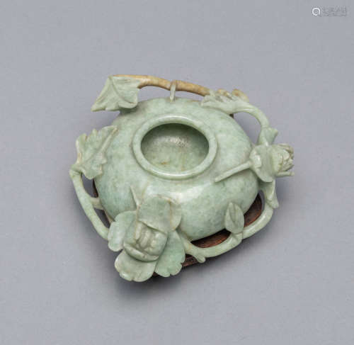 Fine Chinese Jade Jadeite Carving Lotus Washer