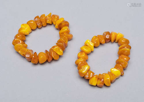 Set Amber Bead Bracelets