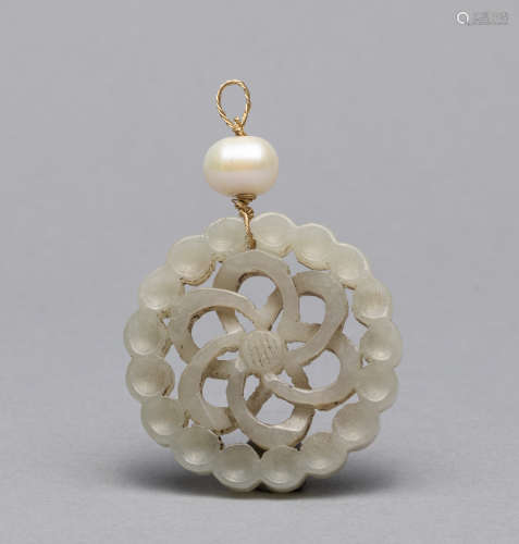 Chinese Jade Carving with Pearl